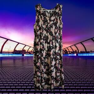 Croft & Barrow Large sleeveless tubed top pineapple print black pink dress.